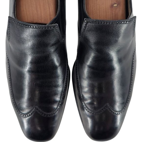 Vintage Barletta Handmade Italian Dress Shoes Mens 10.5C Black Leather Loafers - Picture 2 of 13
